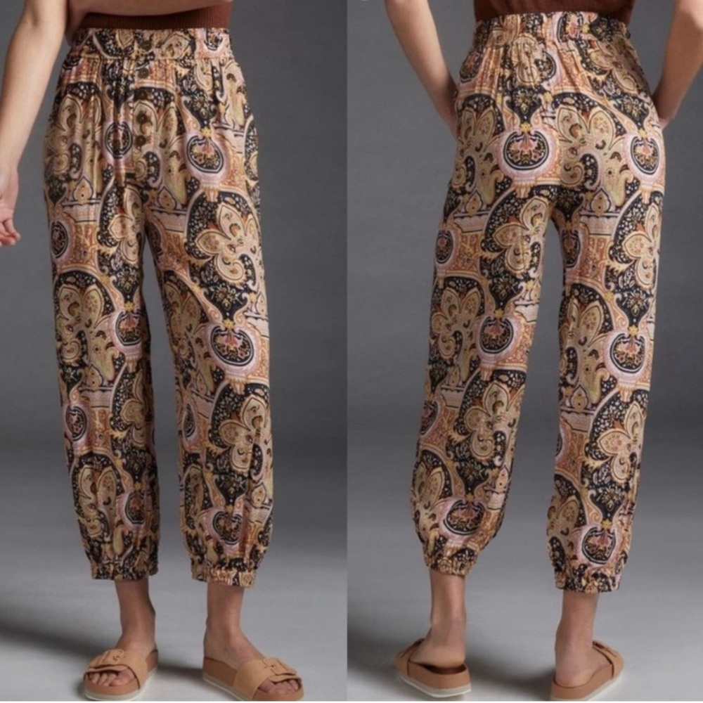 Anthropologie Odette Paisley Print Pants Joggers Boho Hippie Harem Pants Artsy